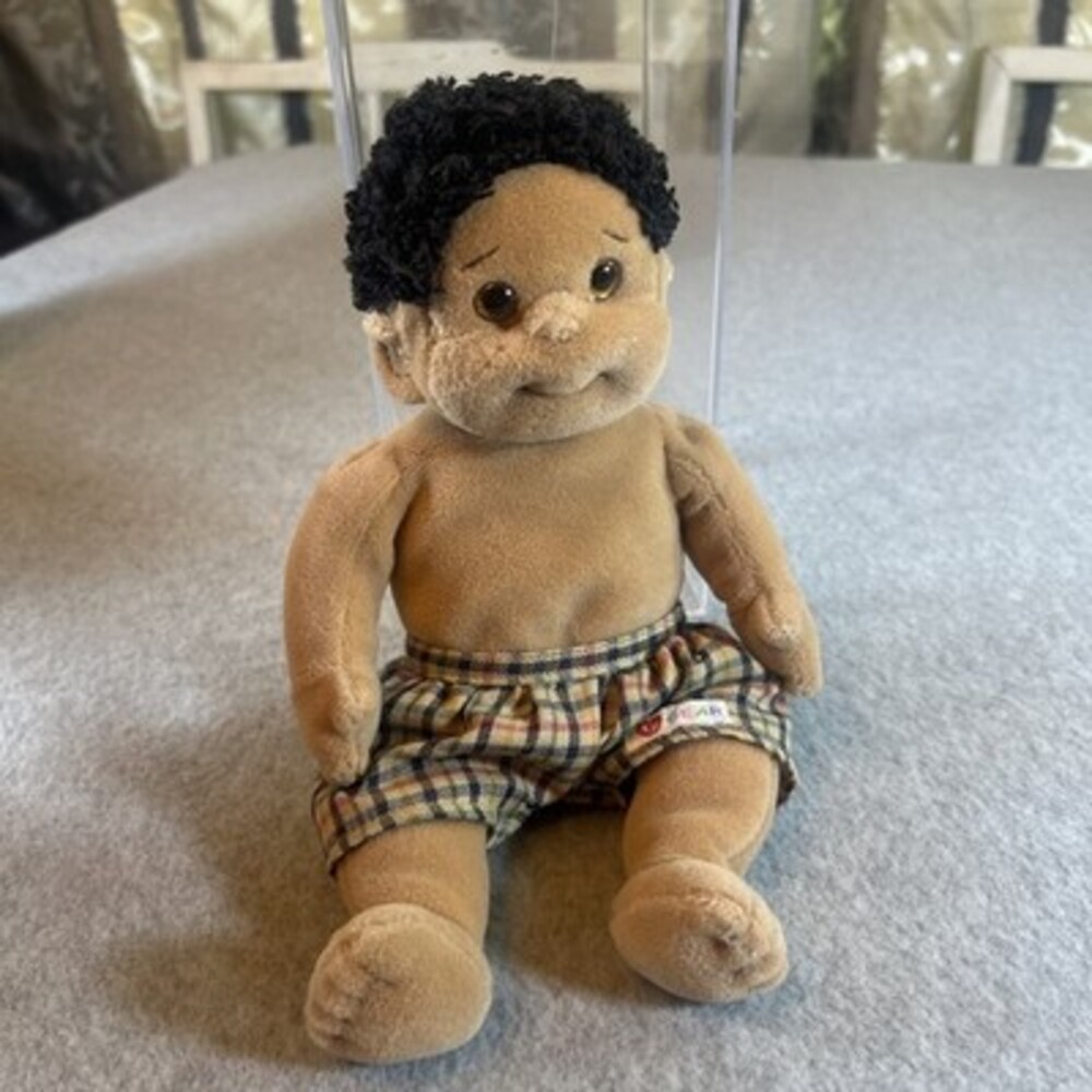 Ty Beanie Kids RASCAL Doll Soft Body 2000 Plaid Shorts Black Hair Retired 11”